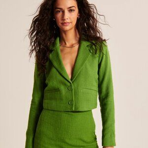 Abercrombie & Fitch Cropped Tweed Blazer - Green
